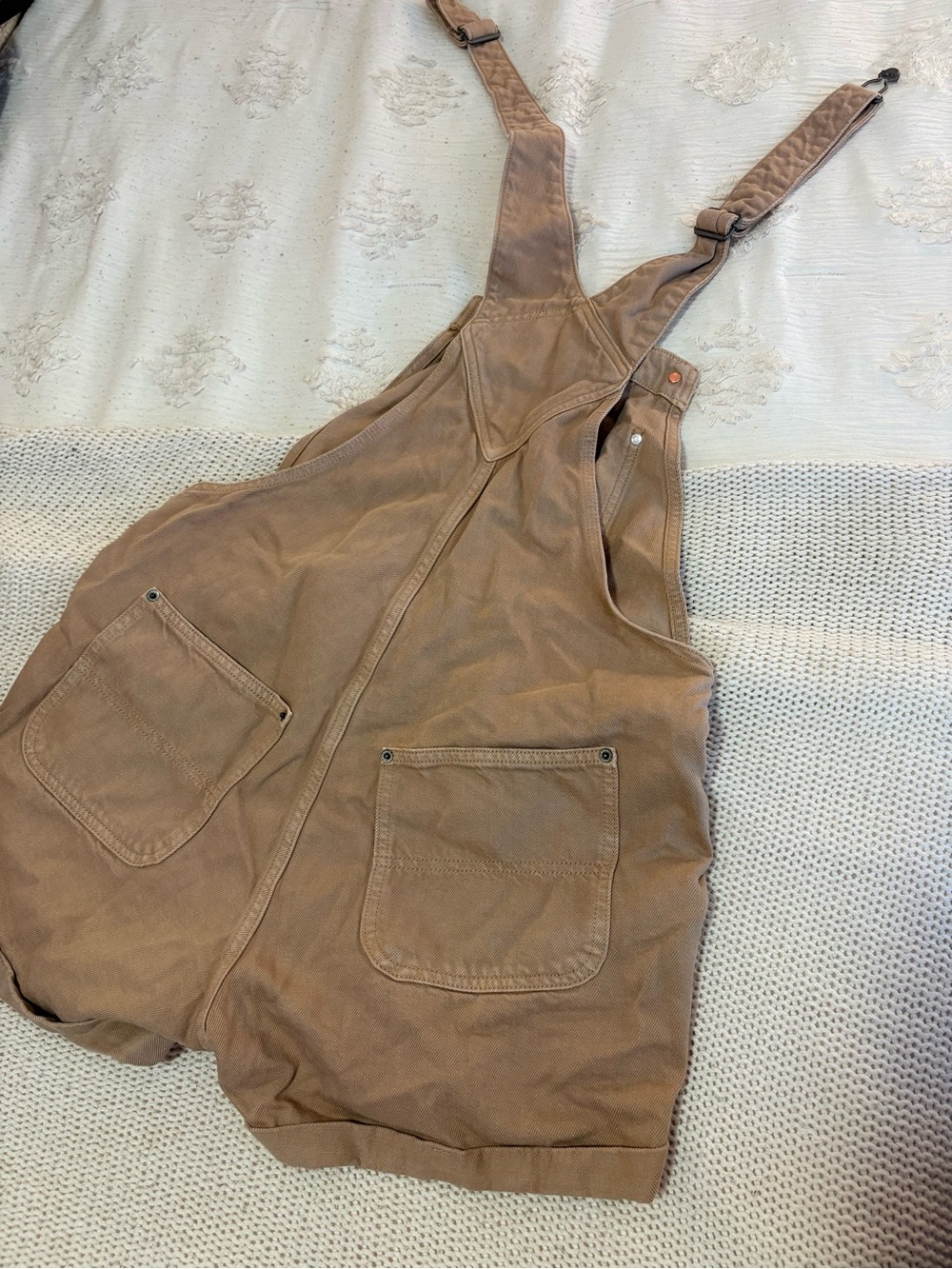 OLD NAVY // Casual Tan Short Overalls Romper - Picture 3 of 3